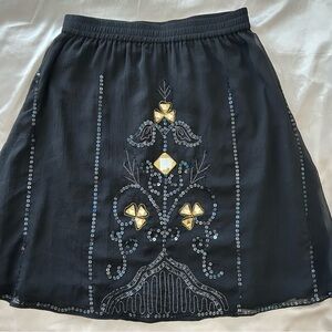 DKNY Jeans Black Skirt with Gold Embellishments